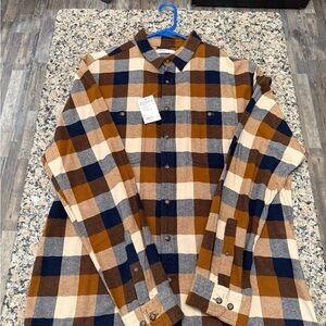 Sonoma Men's Casual Plaid Shirt - Brown, Blue, and Cream